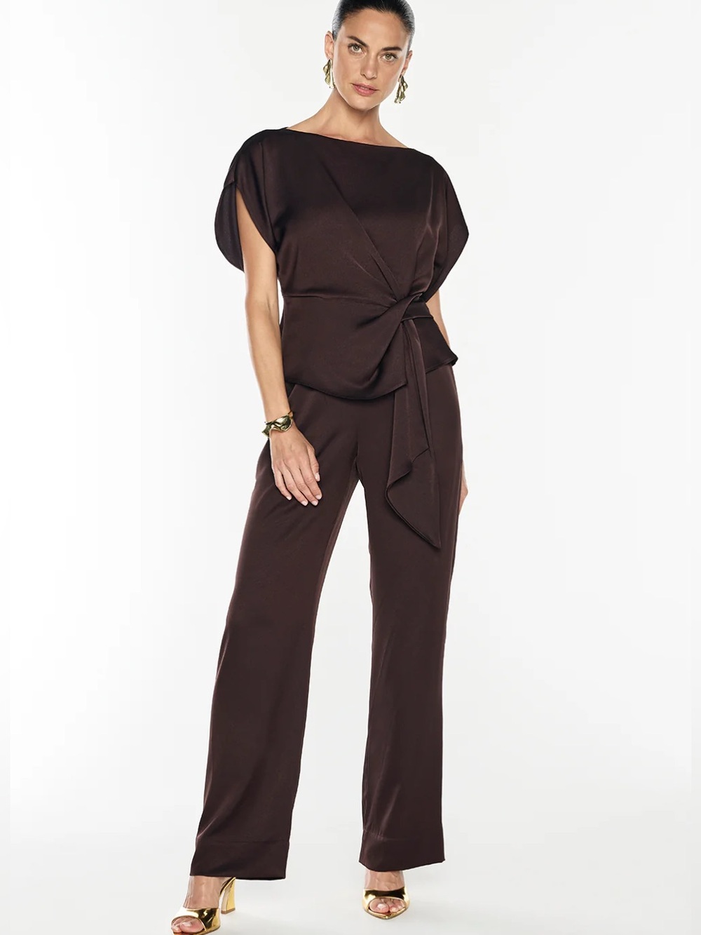 Manning Cartell Glossed Over Drape Top -
Chocolate. AU 6 - US 2. BNWT - Picture 6 of 8